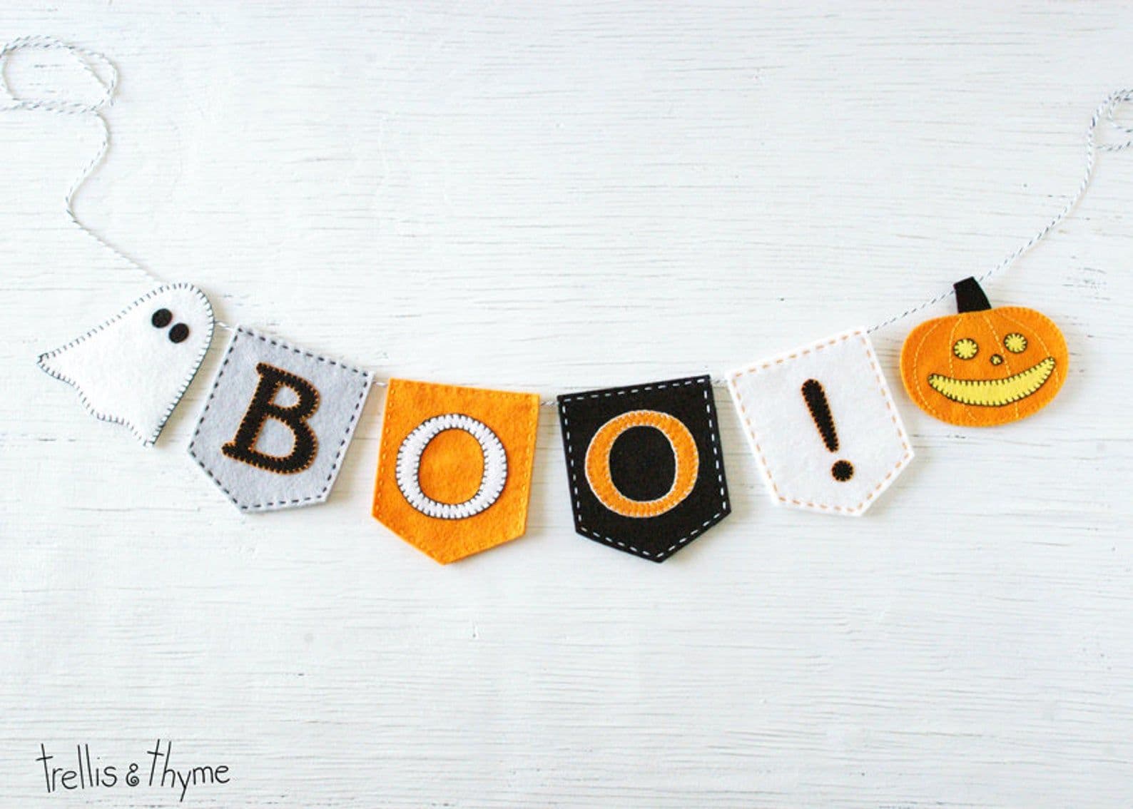 PDF Pattern BOO Halloween Felt Banner Pattern, Embroidery Felt Garland ...
