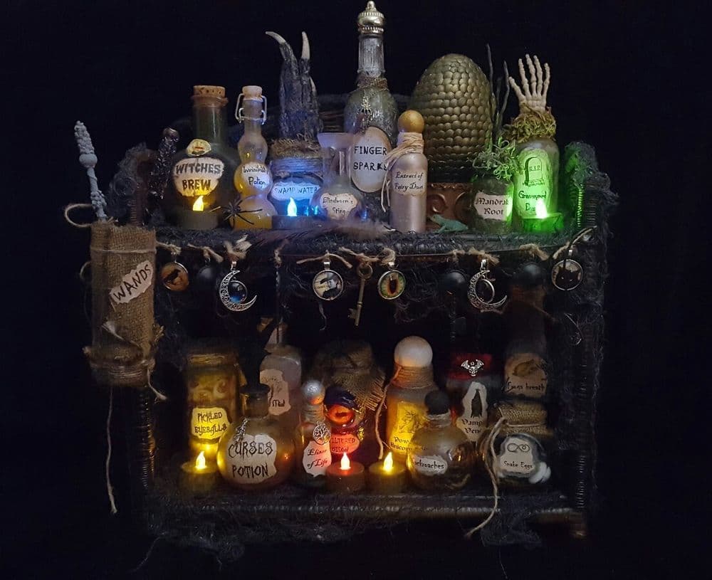 Witches Cabinet Halloween Decor Haunted House Props | Halloween potion ...