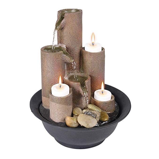 Amazon.com : Alpine WCT202 Tiered Column Tabletop Fountain w/ 3 Candles ...