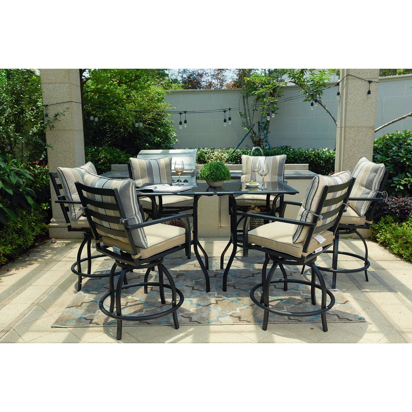Outdoor Every Season Steel 8 Piece Swivel Bar Height Patio Dining Set ...