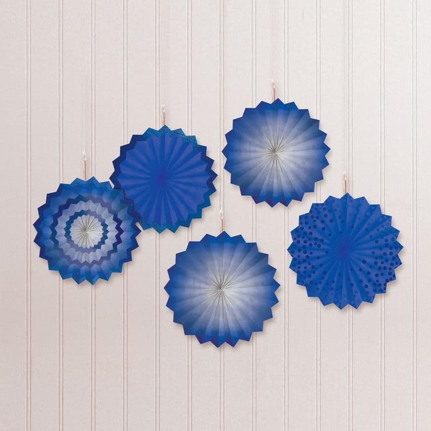 Amscan Royal Blue Mini Paper Fan Decorations, 6in, 5ct | Party | Paper ...