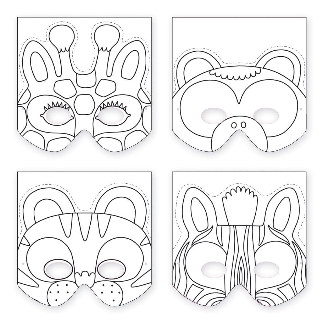 Mudpuppy Jungle Animals Make-a-Mask White, 7 x 7" | Animal masks ...