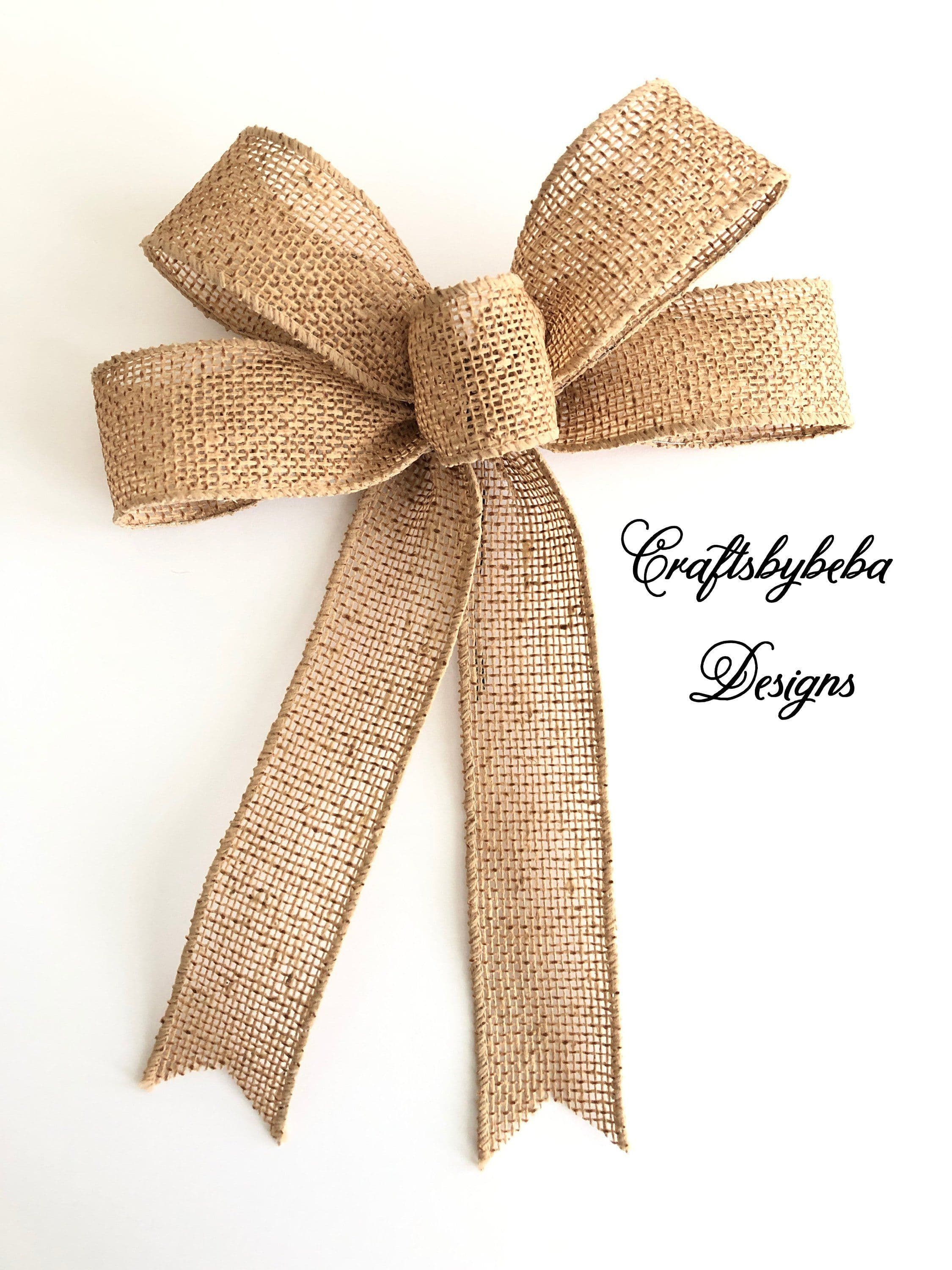 Burlap Decorative Bows / Rustic Burlap Bows / Christmas Natural Burlap ...