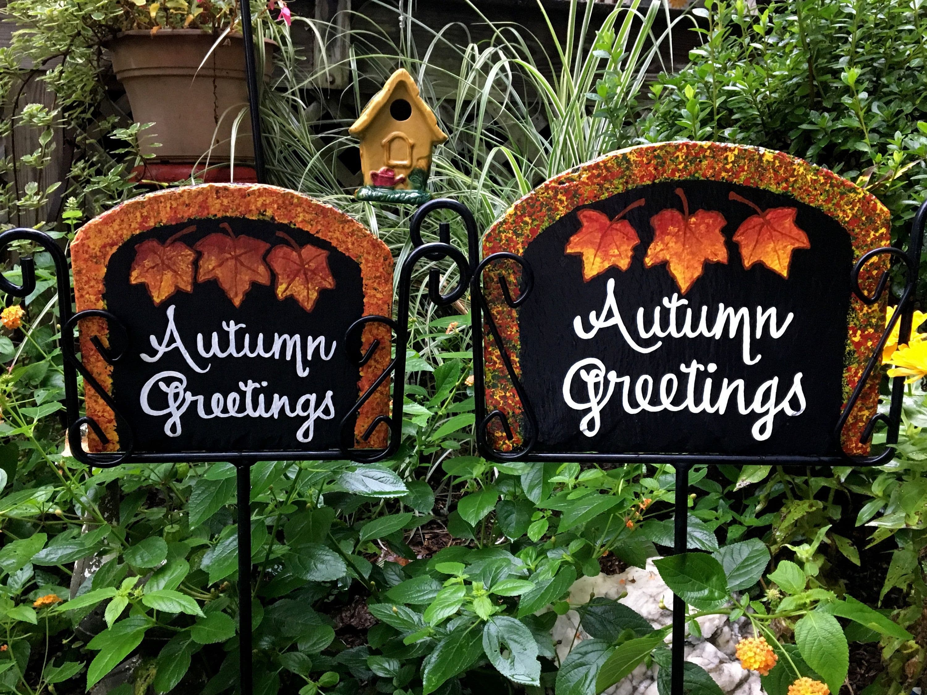 Fall Autumn Maple Leaf Slider Hanging Slate Welcome Address | Etsy ...