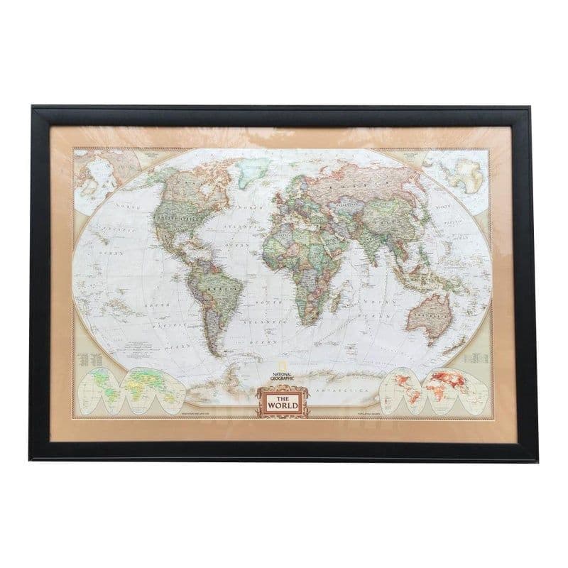 Large National Geographic World Map | Framed world map, Framed map ...