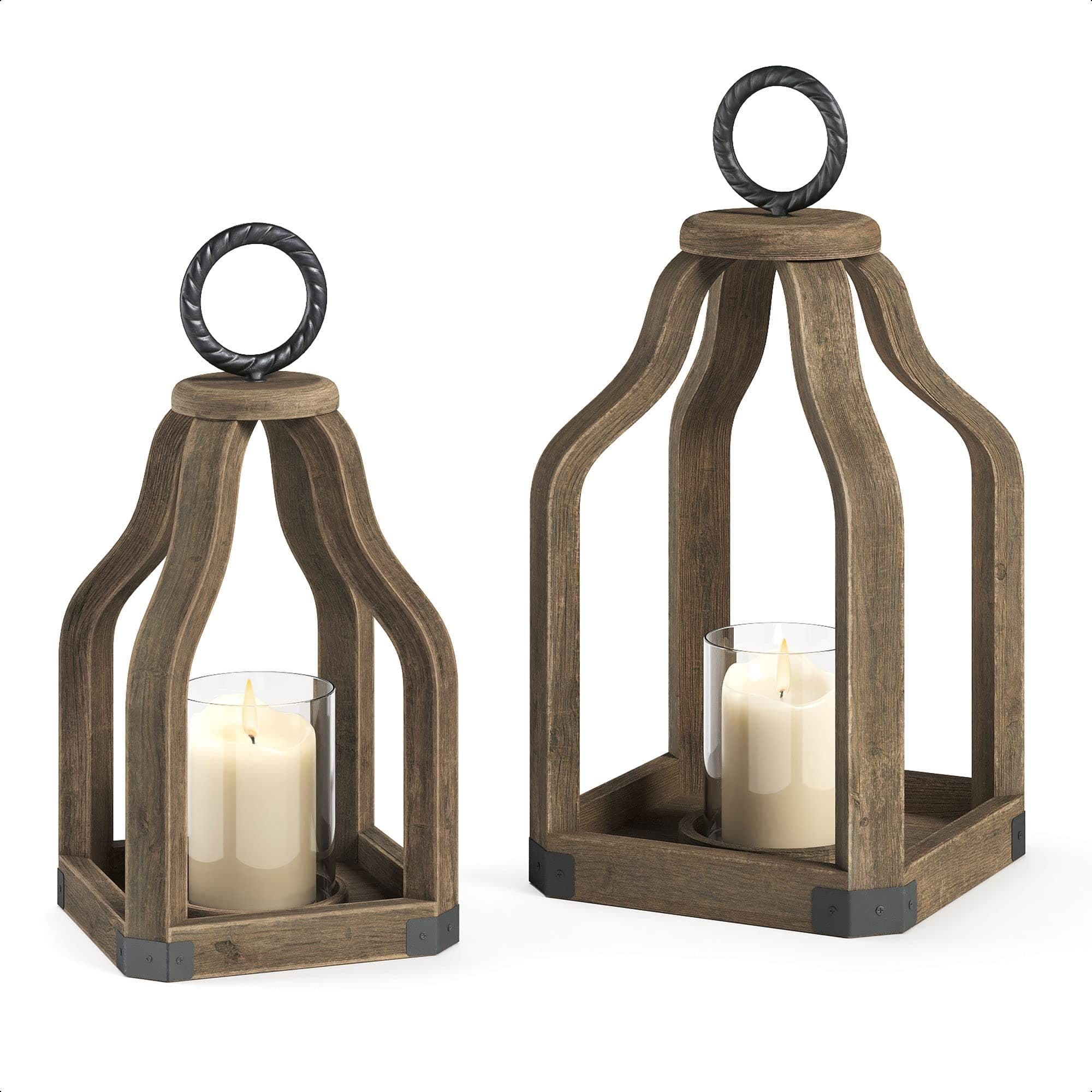 Barnyard Designs Wood Lantern Decor, Rustic Decor Candle Lantern ...