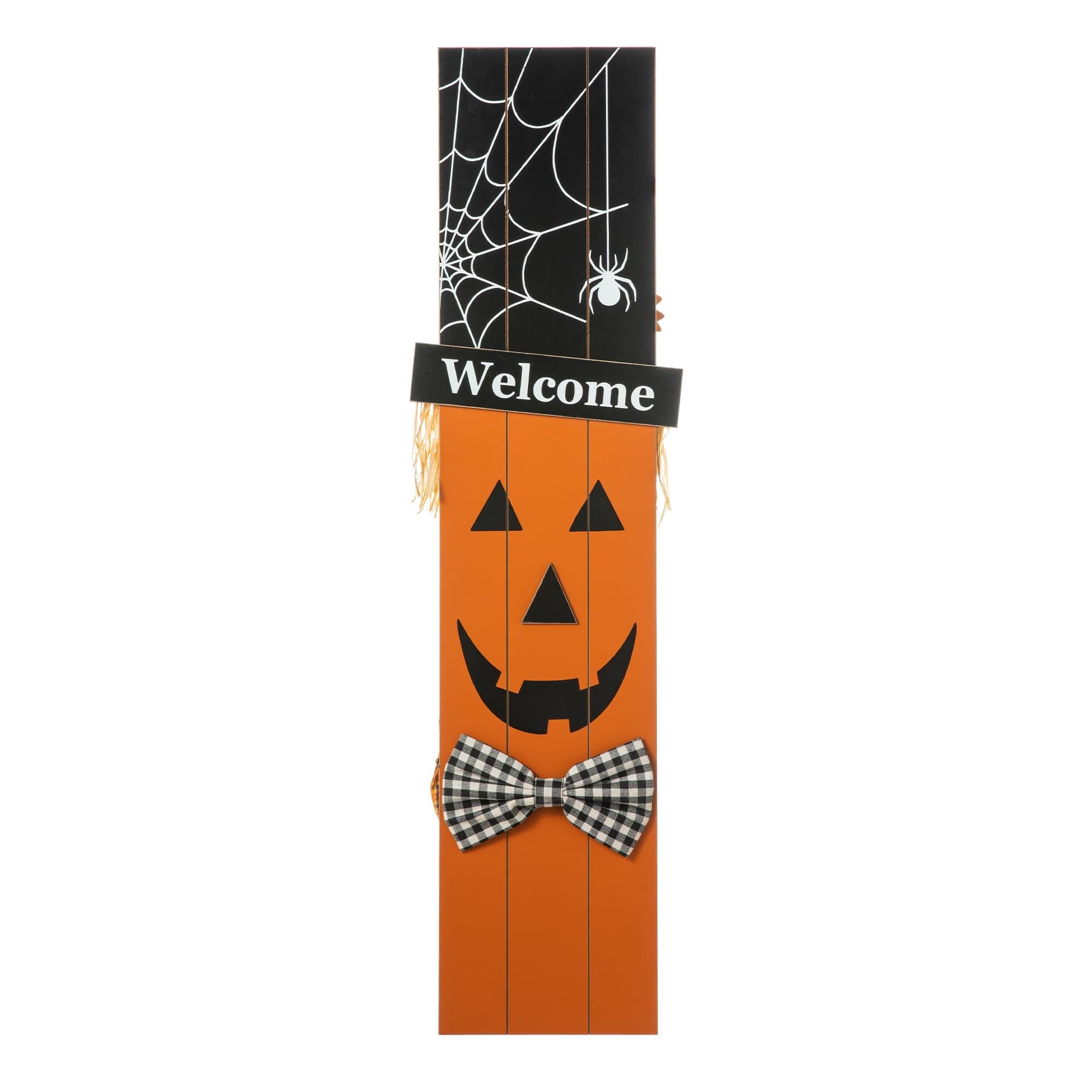 "Glitzhome® 36\" Double Sided Wooden Scarecrow & Pumpkin Porch Décor ...