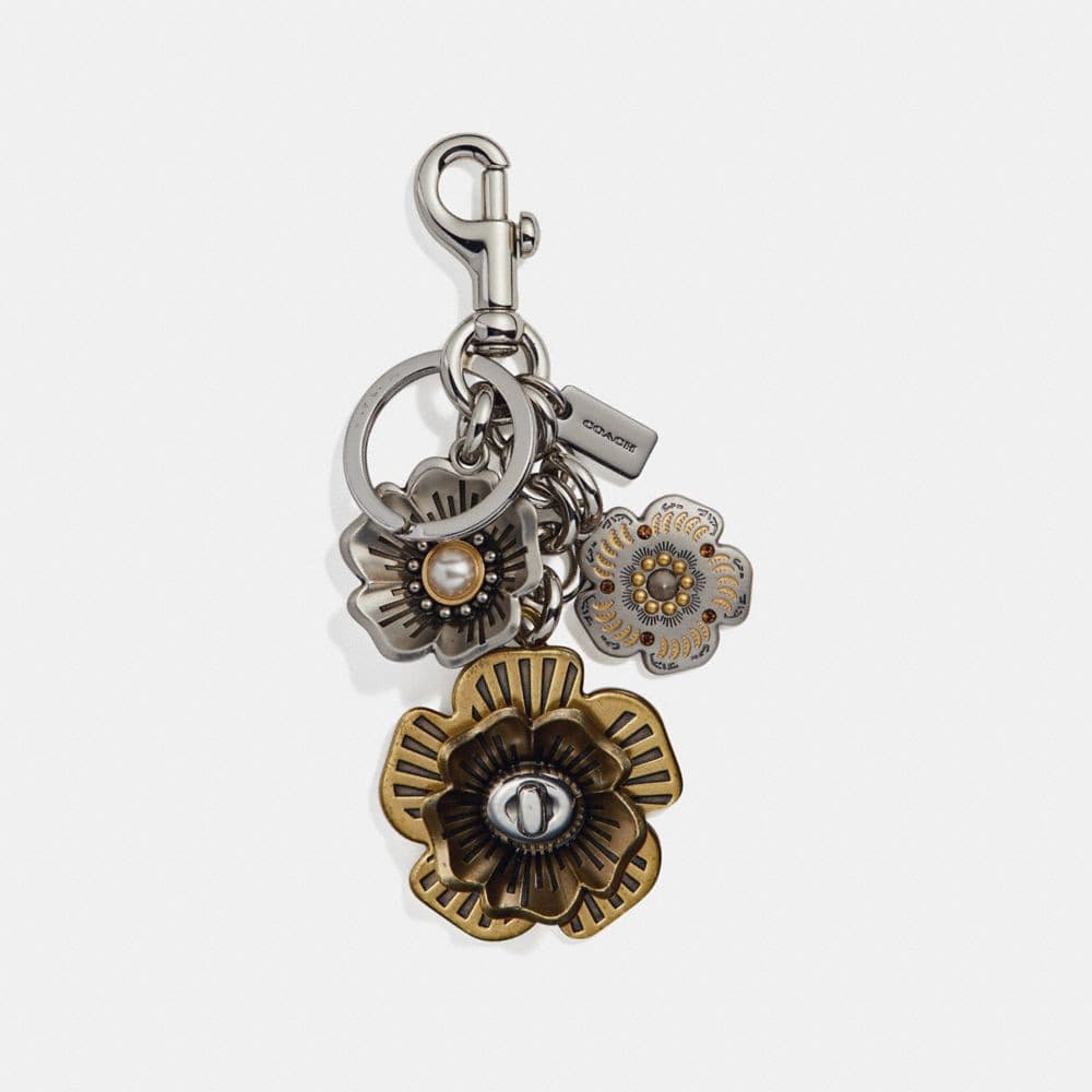 Coach Tea Rose Multi Bag Charm - Multi/Silver | Bag charm