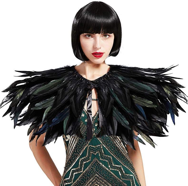 BABEYOND 1920s Feather Collar Shawl Gatsby Cape Stole Natural Feather ...