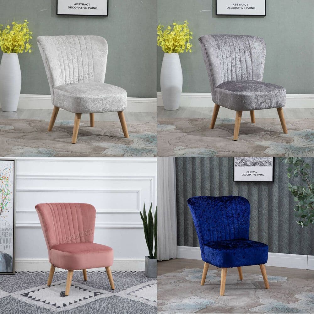 WestWood Crush Velvet Fabric Accent Oyster Tub Chair Seat Lounge ...