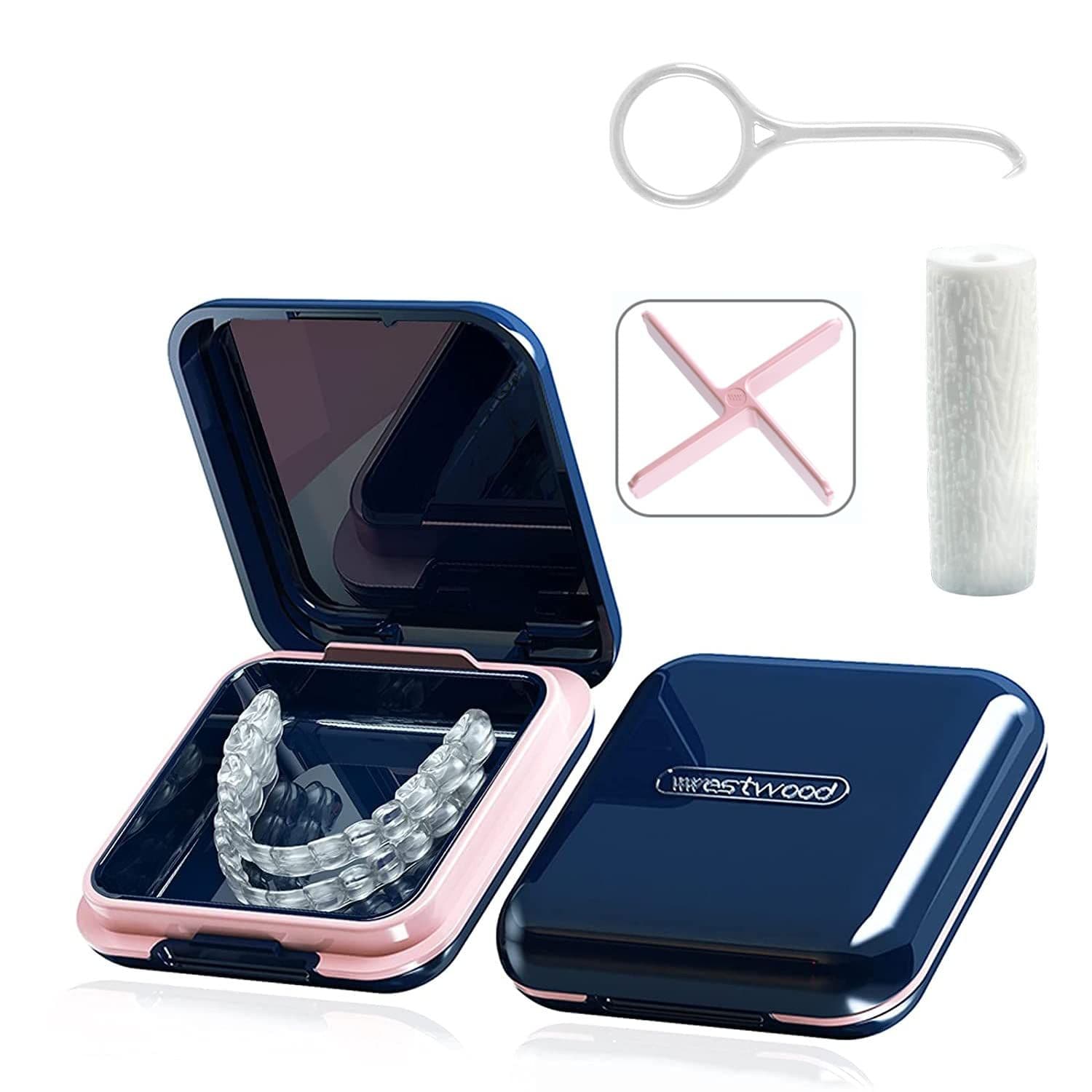 Solid Orthodontic Retainer Case and Dental Mouth Guard Case - Dark Blue