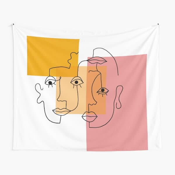 "COLOR BLOCK LINE FACES" Tapestry for Sale by Emily Zigo | Redbubble