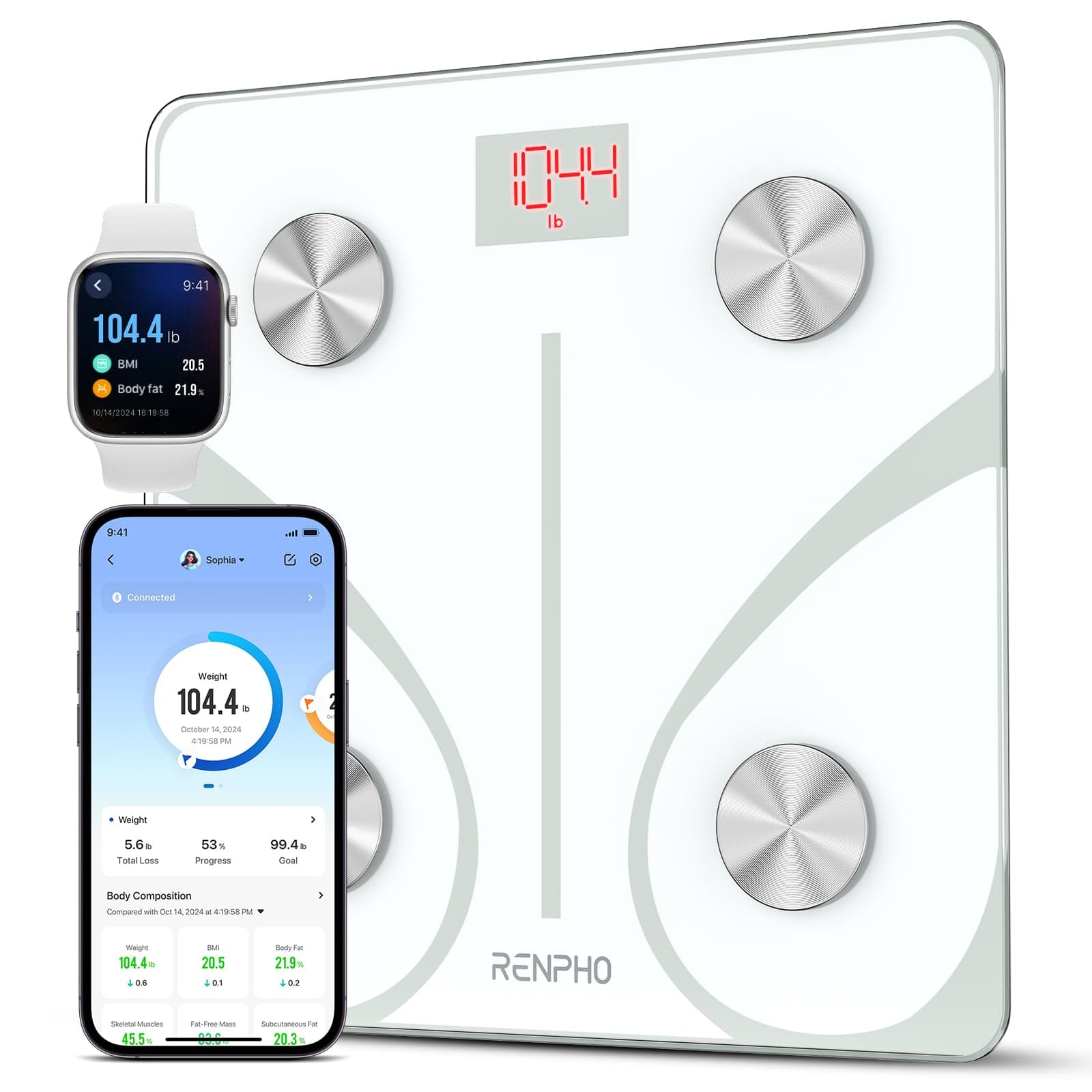 RENPHO Smart Scale for Body Weight, FSA HSA Eligible, Digital Bathroom ...