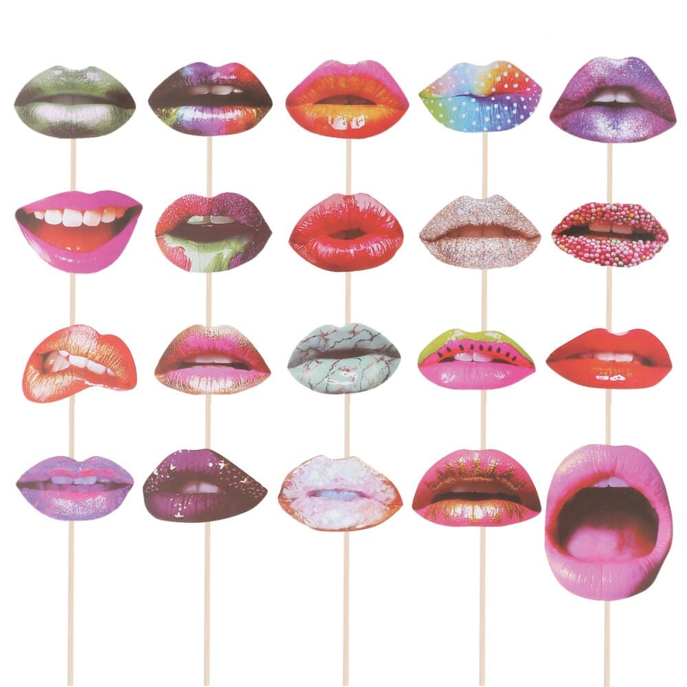 20pcs Photo Booth Props Funny Red Lips Selfie Prop... – Vicedeal