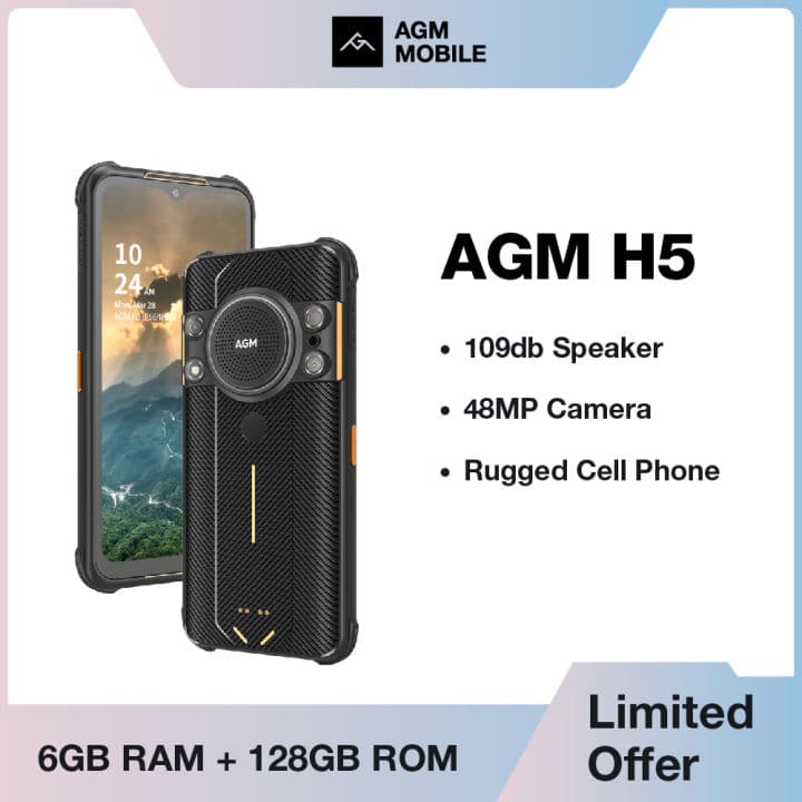 AGM H5 Rugged Smartphone Android12 NFC 3.5W Loud Speaker IP68/IP69K ...