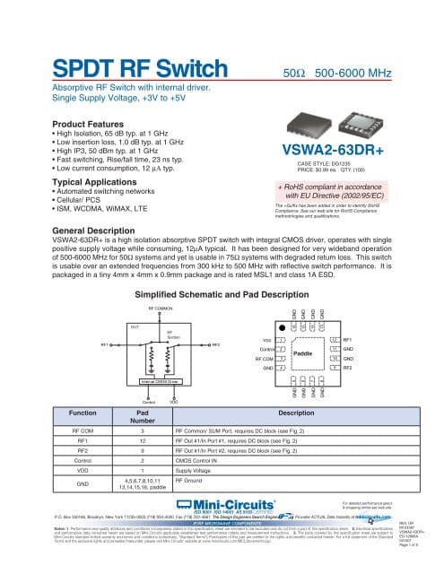 SPDT RF Switch - Mini-Circuits