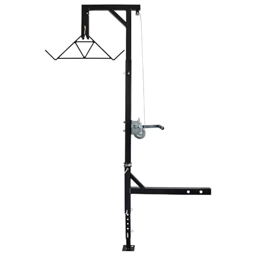 HME Game Hoist Kit with Winch Gambrel, 400 Pound Capacity, Adjustable Height, Black – 360 Degree Swivel, Support Stand Foot for Hanging Hunting Game