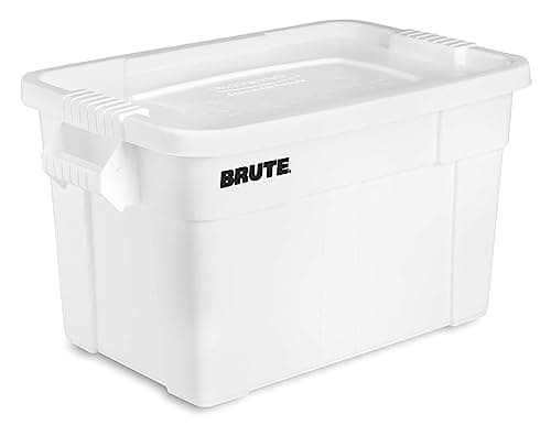 Rubbermaid Commercial Products BRUTE Tote Storage Bin with Lid, 20-Gallon, Gray, Rugged/Reusable Boxes for Garage/Moving/Camping/Basement Storage/Kitchen/Warehouse/Outdoor, Pack of 1