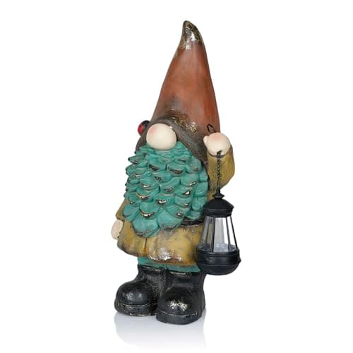 Alpine Corporation 18"H Solar Gnome Holding Flower with Hat Garden ...