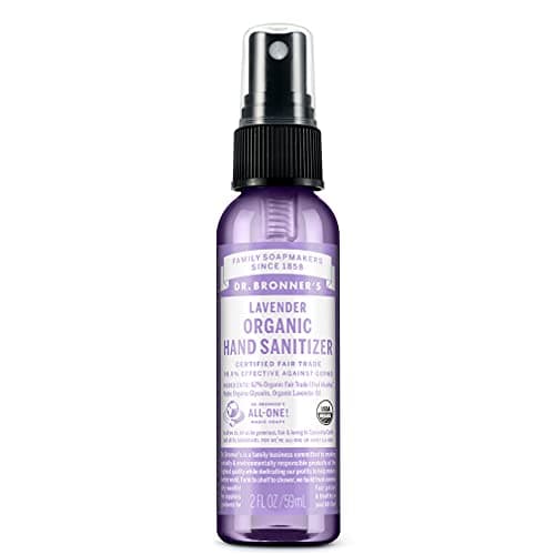 Dr. Bronner's - Organic Hand Sanitizer Spray (Lavender, 59 mL, 2-Pack) - Simple and Effective Formula, Cleanses & Sanitizes, No Harsh Chemicals, Moisturizes and Cleans Hands