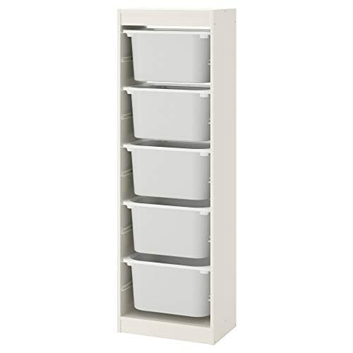 TROFAST storage combination with boxes, light white stained pine white ...