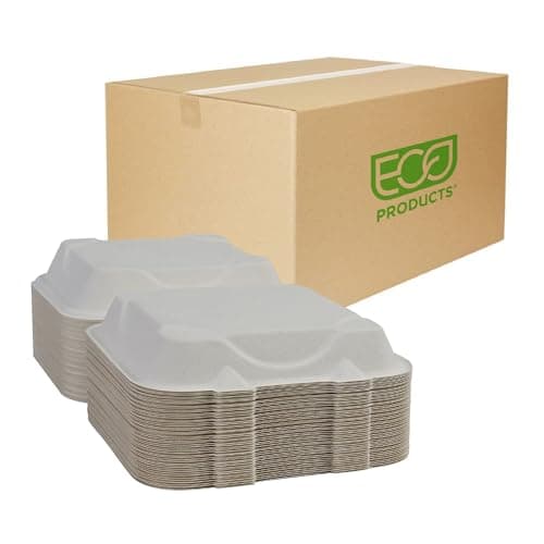 Eco Products Vanguard® Hinged Lid Food Container - 9" x 9" x 3", Molded ...