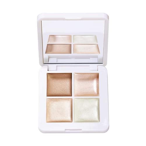 RMS Beauty Living Luminizer Glow Quad - Highlighter Glow Makeup, Powder Highlighter Makeup, Body & Face Highlighter, Cream Highlighter Dewy Makeup