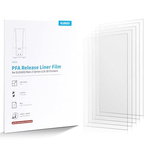 ELEGOO 5PCS PFA Release Liner Film with 0.127mm Thickness and Stronger Release Functionality,Compatible with ELEGOO Mars 3 and Mars 3 Pro Resin 3D Printer.