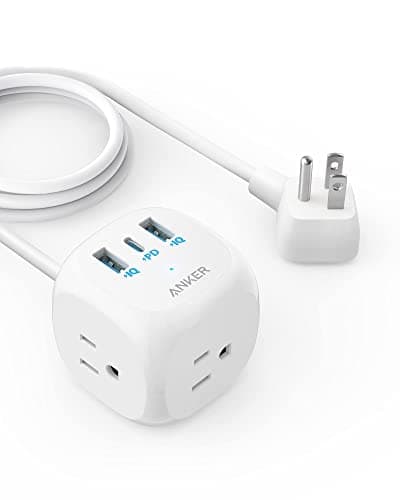 Anker 20W USB C Power Strip, 321 Power Strip with 3 Outlets and USB C Charging for iPhone 13/14 Series, 5 ft Extension Cord, Power Delivery Charging for Dorm Rooms,Home Office, Cruise Ship Travel