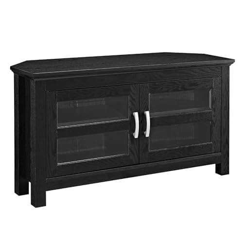 Walker Edison AZ44CCRBL Wood Corner TV Stand Console, Black, 23" x 16" x 44"