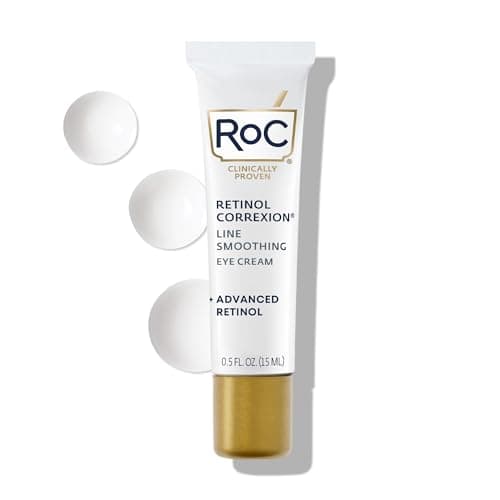 RoC Retinol Correxion®️ Under Eye Cream for Dark Circles & Puffiness, Daily Wrinkle Cream, Anti Aging Line Smoothing Skin Care Treatment, 15ML, White