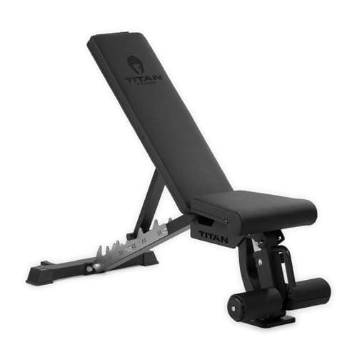 Titan Fitness Max Adjustable FID Bench, 70 Positions, Flat Bench, Incline Angle, Decline Angle, Rated 600 LB, Weight Training Bench