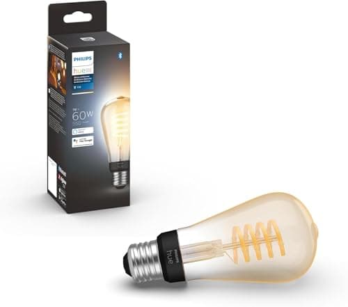 Philips Hue Smart 40W A19 Filament LED Bulb - White Ambiance Warm-to-Cool White Light - 1 Pack - 550LM - E26 - Indoor - Control with Hue App - Works with Alexa, Google Assistant and Apple Homekit