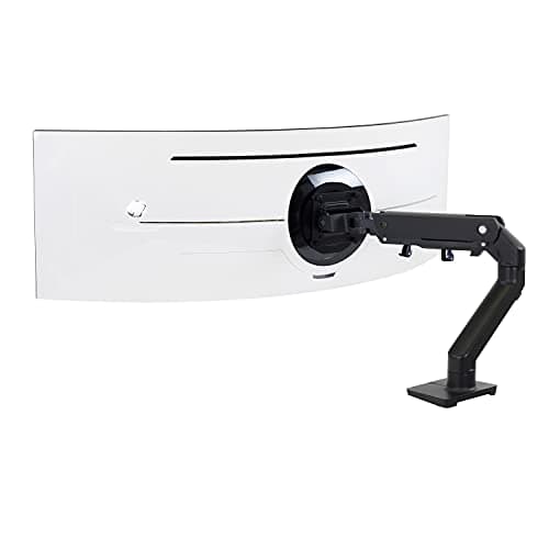 Ergotron – HX HD Premium Heavy Duty Gaming Monitor Arm, Single Monitor Desk Mount – for 1000R Curved Ultrawide Monitors Up to 49 Inches, 28 to 42 lbs, VESA 75x75mm or 100x100mm – HD Pivot, White