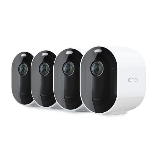 Arlo Pro 5S Spotlight Security Camera 2K HDR | Outdoor | Wire-Free with Spotlight | Dual-Band Wi-Fi Connects to The Strongest Network | 12X Zoom, 2-Way Audio, Color Night Vision, White, 4 Cameras