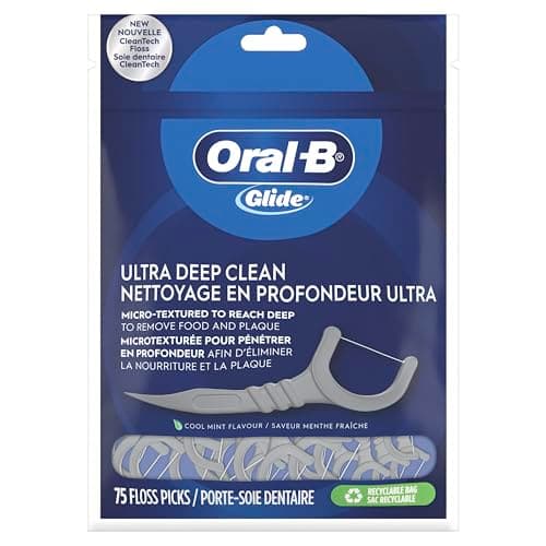 Oral-B Glide Floss Picks, Pro-Health Deep Clean, Clean Mint Flavor Dental Floss, 75 Count