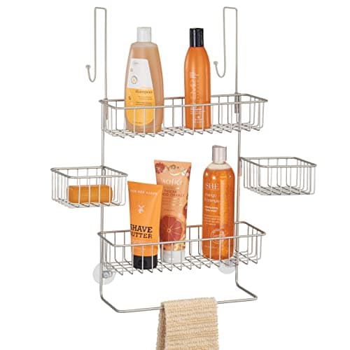 mDesign Over Door Shower Caddy - Practical Stainless Steel Shower ...