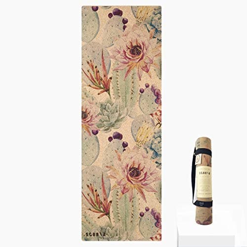SCORIA | The Botanicals Cork Yoga Mat | 4.5mm | Non-Toxic, Eco-Friendly, Natural, with Carrying Strap