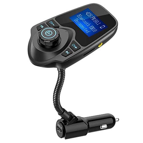 Nulaxy Wireless in-Car Bluetooth FM Transmitter Radio Adapter Car Kit W 1.44 Inch Display Supports TF/SD Card and USB Car Charger for All Smartphones Audio Player-KM18 Black