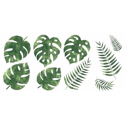 Tropical Wall Decals Palm Leaf Wall Stickers for Living Room, Green ...