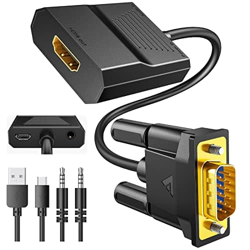 FOINNEX VGA to HDMI Adapter with Audio, 1080p VGA on HDMI Adapter Old PC to TV/Monitor, Active VGA Plug to HDMI Socket Converter/Converter for Computer, Projector, Laptop, PC, Monitor, Projector, HDTV