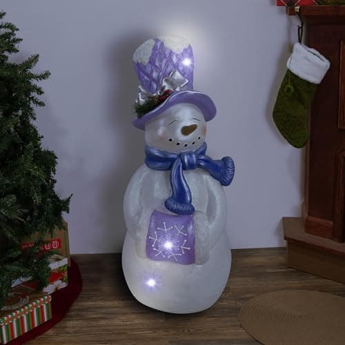 Alpine Corporation 22 in. Snowman Family Statuary Decor with 4 Color ...