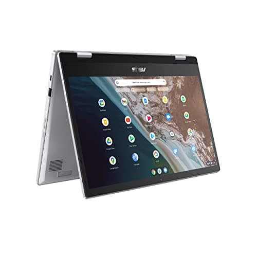 ASUS Chromebook Flip CX1 Laptop, 14" Full HD NanoEdge Display, Intel Celeron N4500 Processor, 128GB eMMC, 8GB RAM, ChromeOS, Transparent Silver, CX1400FKA-AS01T-CB