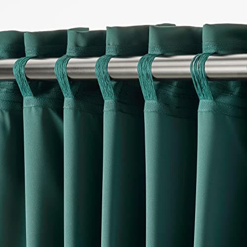 MAJGULL blackout curtains, 1 pair, dark green/with heading tape ...