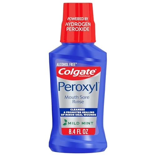 Colgate Peroxyl Antiseptic MouthWash - 1.5% Hydrogen Peroxide, 500 mL Bottle, Mild Mint Flavor Mouth Sore Rinse, Mouth Wash Cleanses & Promotes Healing of Minor Oral Wounds Alchohol and Ethanol Free