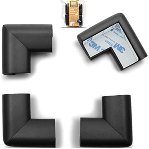 Roving Cove¨ 4-Piece EXTRA PURE, EXTRA DENSE"Safe Corner™ Cushion" - VALUE PACK - ONYX; Premium Childproofing Corner Guard - Child Safety Home Safety Furniture and Table Edge Corner Protectors