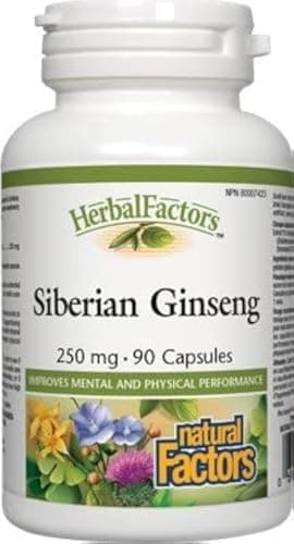 Natural Factors Siberian Ginseng Extract 250 mg 15:1 Extract = 3,750 mg of Crude Herb, 90 Capsules, Proudly American