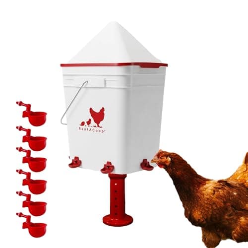 RentACoop DIY Sip Station Watering System Mini Kit; Includes Tubing, Brass Nozzles, Metal Auto-Fill Cups, Tubing Adaptors, T-Connectors, and 64oz Bottle; Great for Chickens, Quail and Other Poultry