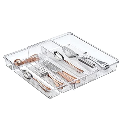 mDesign Expandable Plastic Kitchen Drawer Storage Organizer Cutlery ...