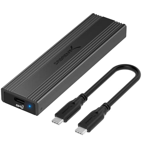 SABRENT M.2 NVMe Enclosure, 10Gbps Tool-Free SSD NVME PCIe SSD Enclosure USB C 3.2 Gen 2 M.2 Enclosure Reader, PCIe NVMe Adapter, Support UASP Trim for 2280 2260 2242 2230 SSD with heatsink (EC-SNVE)